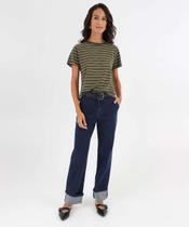 Blusa Feminina Listrada Manga Curta Marisa Verde-21073