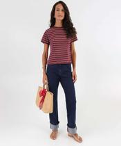 Blusa Feminina Listrada Manga Curta Marisa Vinho-21071 Blusa Feminina Listrada Manga Curta Marisa Vinho-21071