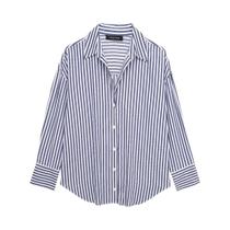 Blusa Feminina Listrada Plus Size com Decote V - Manga Comprida - Moda Primavera/Verão