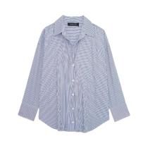 Blusa Feminina Listrada Plus Size com Decote V - Manga Comprida - Moda Primavera/Verão