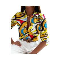 Blusa Feminina Listrada Slim Fit Manga Comprida - Elegante para Escritório (Primavera/Outono)
