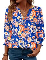 Blusa feminina LOMON, moda 2025, manga 3/4, decote em V, babado