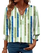 Blusa feminina LOMON, moda 2025, manga 3/4, decote em V, babado