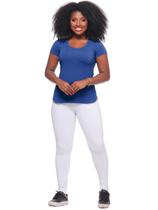 Blusa Feminina Longuete Anistia Decote Redondo Visco Flame Lisa Manga Curta