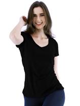 Blusa Feminina Longuete Visco Flame Manga Curta Preta
