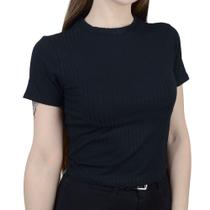 Blusa Feminina Lunender Canelado Preto - 00467