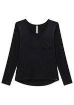 Blusa feminina lunender manga longa canelada básica com gola Blusa feminina lunender manga longa canelada básica com gola