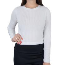 Blusa Feminina LZT Cropped Canelado Branco - 9004 Blusa Feminina LZT Cropped Canelado Branco - 9004