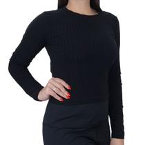 Blusa Feminina LZT Cropped ML Preta - 9004 Blusa Feminina LZT Cropped ML Preta - 9004