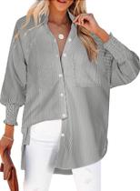 Blusa feminina Maketina listrada com botões, listras pretas, S