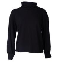 Blusa Feminina Malha Giraffe Gola Rolê Básica Preto