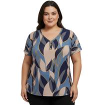Blusa Feminina Malha Liganete Estampadas Senhoras Plus.