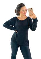 Blusa Feminina Malha Manga Longa Detalhe Vazado Nas Costas Blusa Feminina Malha Manga Longa Detalhe Vazado Nas Costas