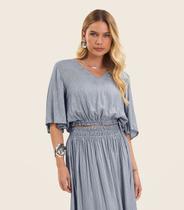 Blusa Feminina Manga 3/4 Endless Azul Blusa Feminina Manga 3/4 Endless Azul