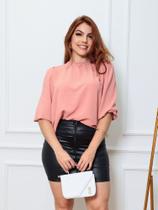 Blusa Feminina Manga 3/4 MARIA Tecido Duna Tendência Lisa Básica Elegante Social Moda Blogueira