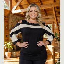 Blusa Feminina Manga 3 4 Ombro Vazado Plus Size Blusa Feminina Manga 3 4 Ombro Vazado Plus Size