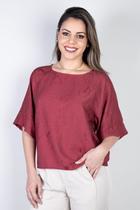 Blusa feminina manga 7/8 bordada 51111 Blusa feminina manga 7/8 bordada 51111