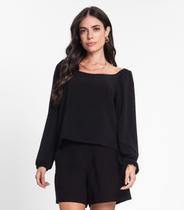 Blusa Feminina Manga 7/8 Rovitex Preto Blusa Feminina Manga 7/8 Rovitex Preto