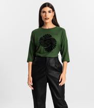 Blusa Feminina Manga 7/8 Viscose Endless Verde Blusa Feminina Manga 7/8 Viscose Endless Verde
