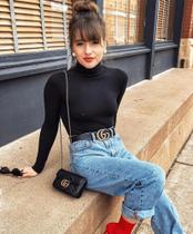 Blusa Feminina Manga Comprida Gola Alta Tendência Inverno