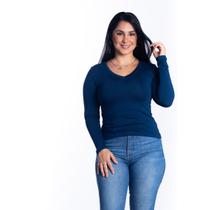 Blusa Feminina Manga Comprida Segunda Pele De Frio Gola V