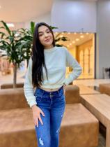 Blusa Feminina manga Croppedga longa c/ pelinho