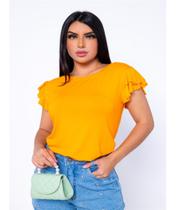 Blusa feminina manga curta babado moda tendência varias cores