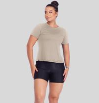 Blusa Feminina Manga Curta Beach Tennis, Treino, Corrida Transpassada Nas Costas Tecido Respirável Gola Redonda