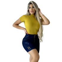 Blusa Feminina Manga Curta cor Amarelo Mostarda