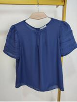 Blusa Feminina Manga Curta Crepe Cores Azul e Pink Blusa Feminina Manga Curta Crepe Cores Azul e Pink