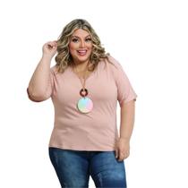 Blusa Feminina Manga Curta Decote em V Plus Size