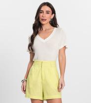 Blusa Feminina Manga Curta Decote V Endless Bege Blusa Feminina Manga Curta Decote V Endless Bege