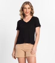 Blusa Feminina Manga Curta Decote V Endless Preto