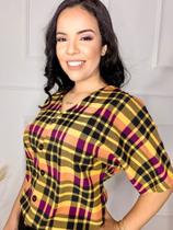 Blusa feminina manga curta em malha poliéster