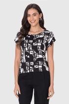 Blusa Feminina Manga Curta Estampa Digital em Viscose Stretch - Malwee