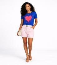 Blusa Feminina Manga Curta Estampada Select Azul
