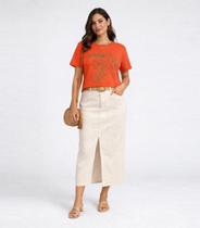 Blusa Feminina Manga Curta Estampada Select Laranja