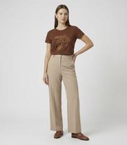 Blusa Feminina Manga Curta Estampada Select Marrom