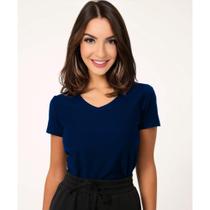 Blusa Feminina Manga Curta Gola V em 100% Algodão Liso Fresco Elegante para dia dia Tribo Livre