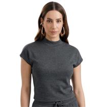 Blusa Feminina Manga Curta Gris G30765
