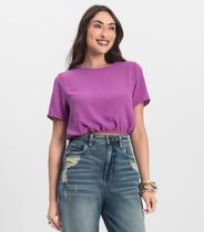 Blusa Feminina Manga Curta Infinita Cor Roxo Blusa Feminina Manga Curta Infinita Cor Roxo