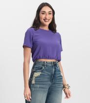 Blusa Feminina Manga Curta Infinita Cor Roxo Blusa Feminina Manga Curta Infinita Cor Roxo