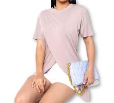 Blusa feminina manga curta mullet viscolycra fashion