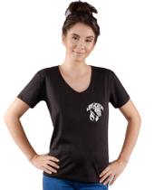 Blusa Feminina Manga Curta Preta Ecológica - Estampa Cachorro ANIMI Blusa Feminina Manga Curta Preta Ecológica - Estampa Cachorro ANIMI