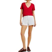 Blusa Feminina Manga Curta Slim- Gola V Hering