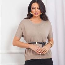 Blusa Feminina Manga Curta Tricot Modal Com Cinto B23073