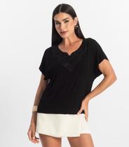 Blusa Feminina Manga Curta Viscotorcion Select Preto