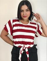 Blusa Feminina Manga Flare Listrada Amarra Na Frente Nozinho
