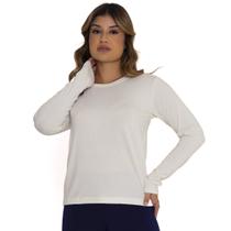 Blusa Feminina Manga Longa Academia Elegante Térmica Gola Redonda Blusinha Lisa Inverno Confortável - Águas Claras