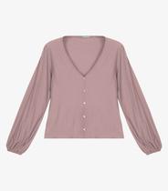 Blusa Feminina Manga Longa Bufante Viscose Endless Rosa